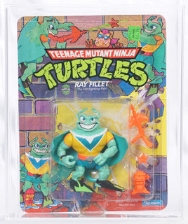 1990 Playmates Teenage Mutant Ninja Turtles Carded Action Figure - Ray Fillet (Blue V) ITEM # N101